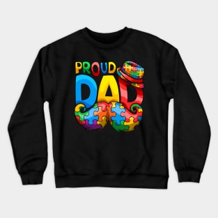 Proud Autism Dad Autism Awareness Day Father Mustache Crewneck Sweatshirt